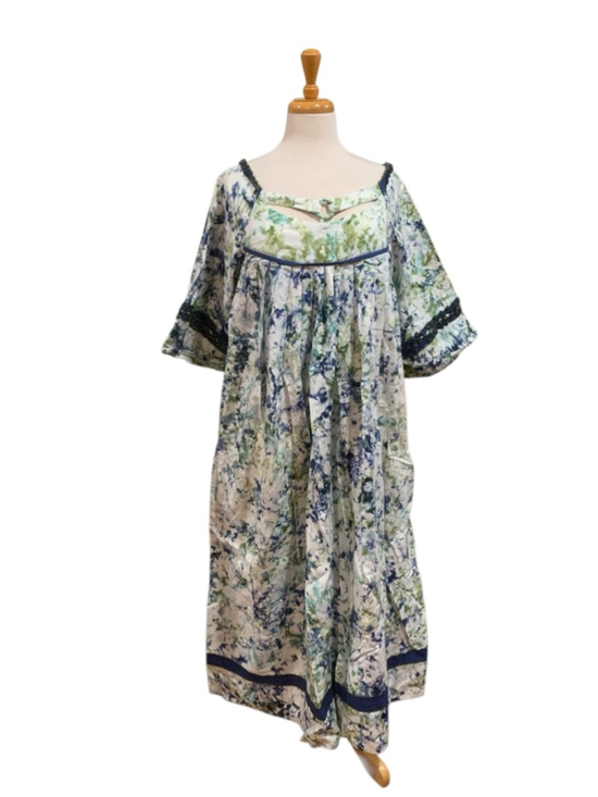 Unbranded Dresses & Skirts - Vntg 70’s handmade tie dye elbow sleeve house dress w/huge sweep sz L